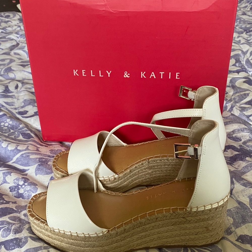 Kelli & Katie white platform sandals